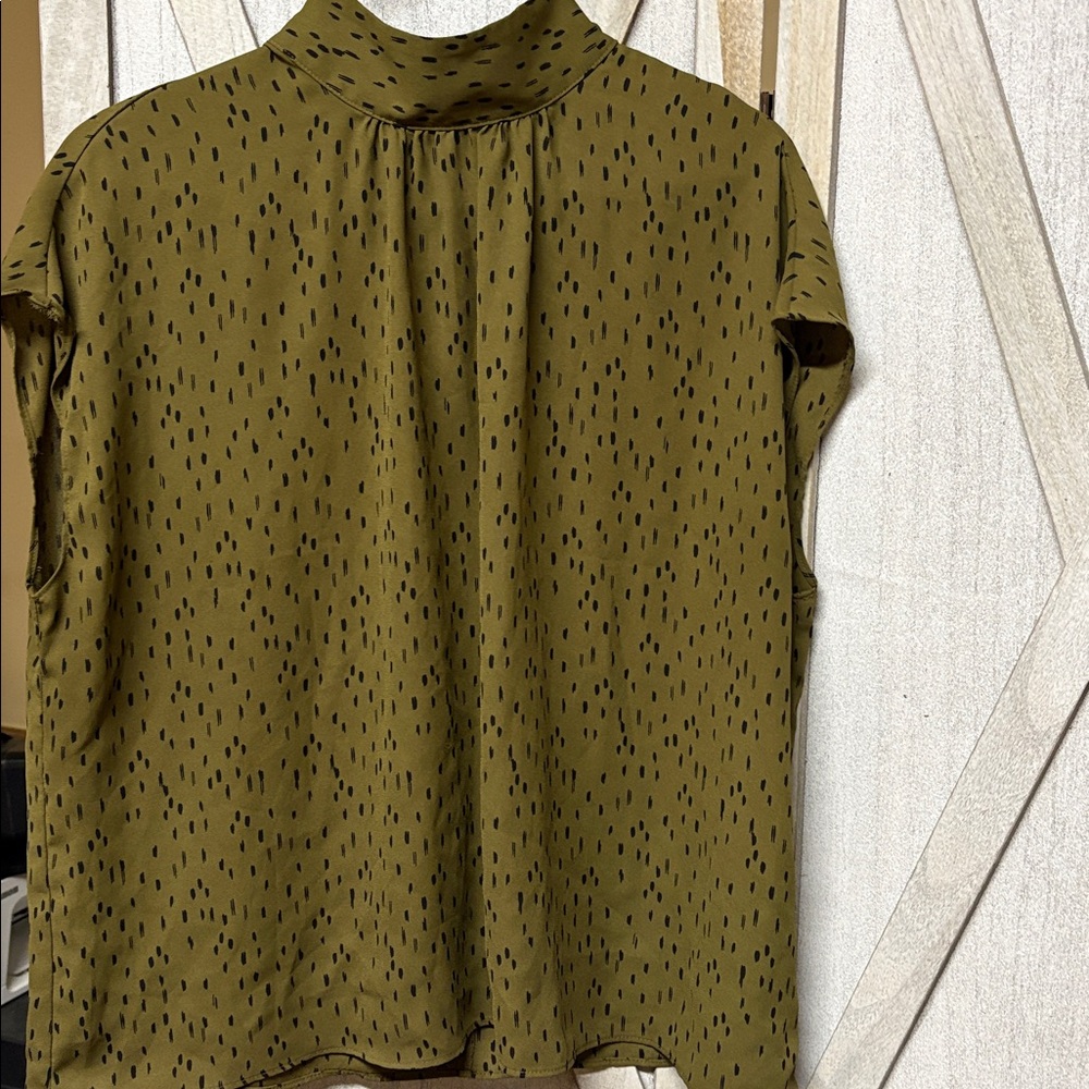 Worthington Olive Dotted Blouse